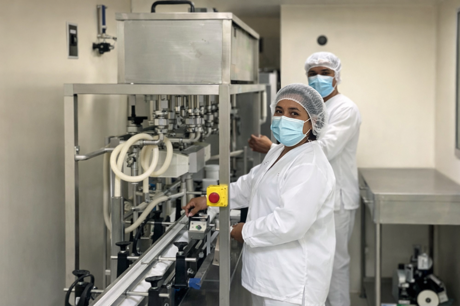 Equipo en proceso de producción farmacéutica